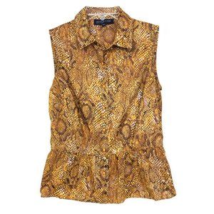 JNY Signature Sleeveless Snake Print Peplum Top
